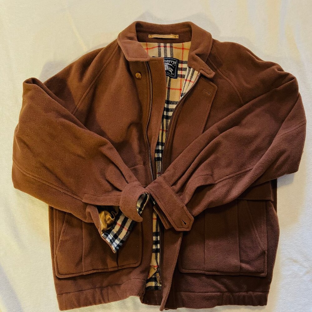 1990 Vintage Burberry Wool Camel Bomber Jacket